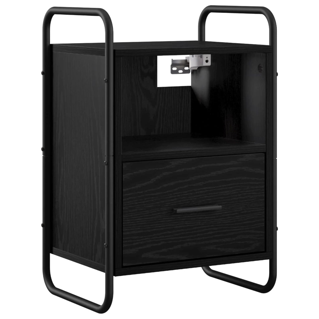 Mobiletto da Letto Appeso Rovere Nero 40 x 30 x 60 cm 8013566