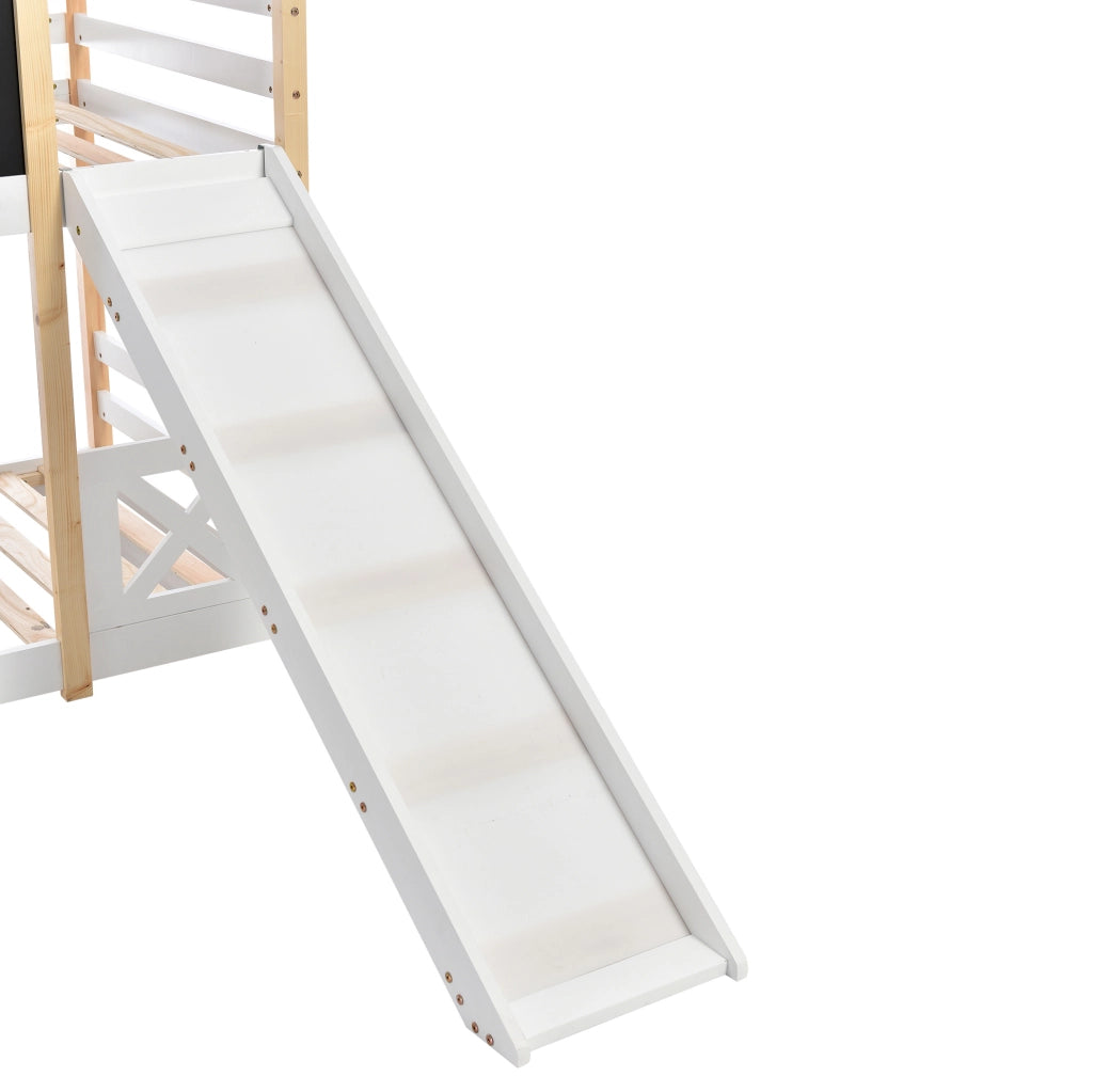 Letto a soppalco per bambini con scivolo, scala e reti a doghe