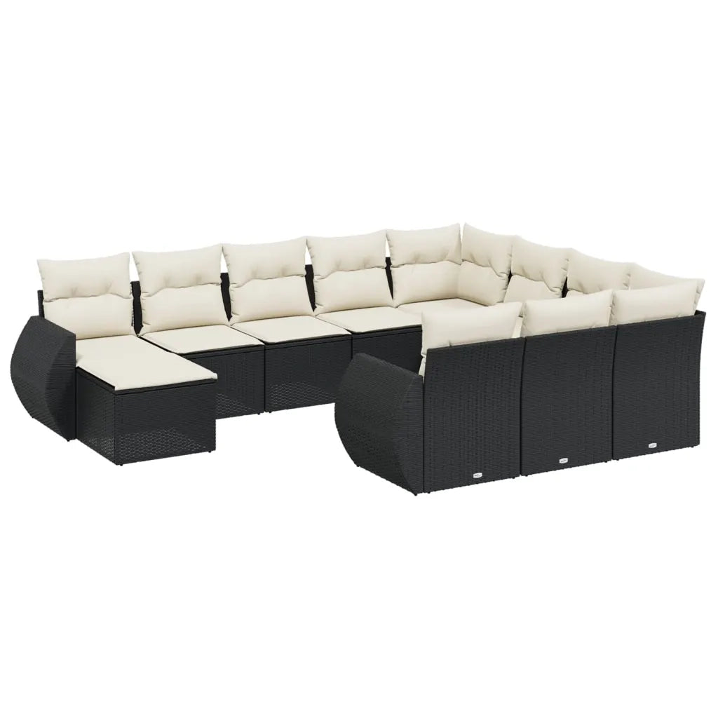 Set Divani da Giardino 11 pz con Cuscini in Polyrattan Nero 3225188