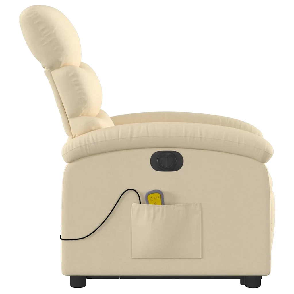 Poltrona Alzapersona Massaggiante Elettrica Crema in Tessuto 3204023