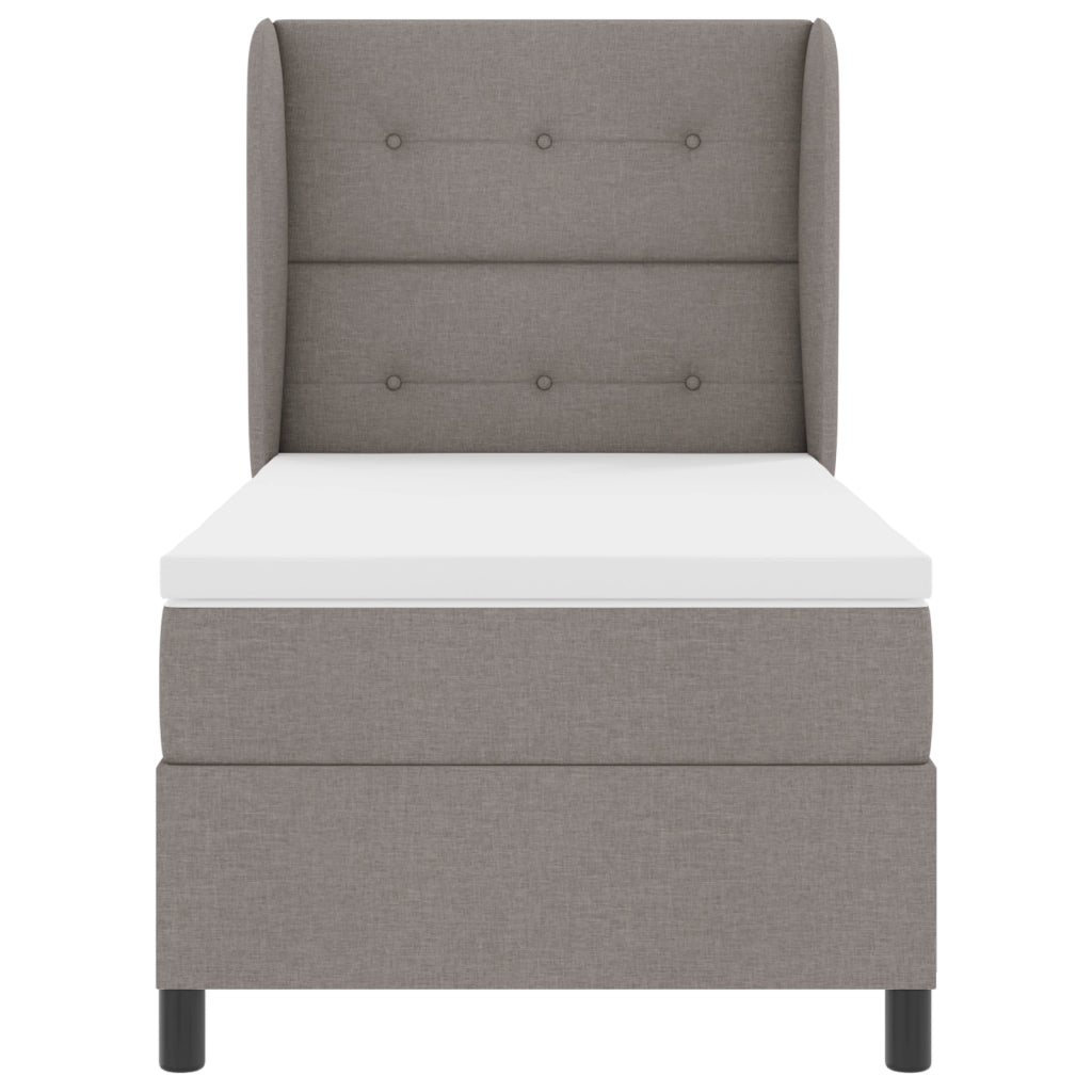Letto a Molle con Materasso Tortora 90x200 cm Tessuto