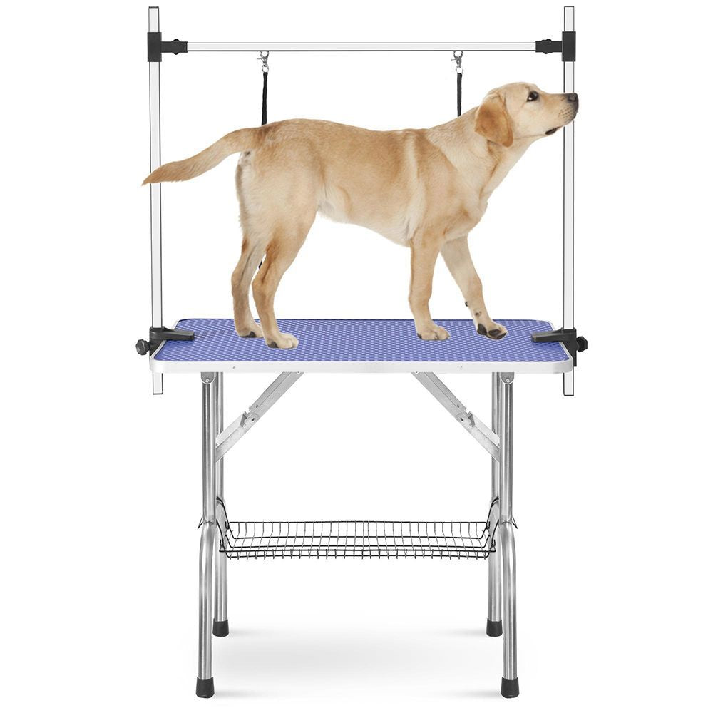 Tavolo toeletta cani pro - Xylo - 117cm blu rete+gomma