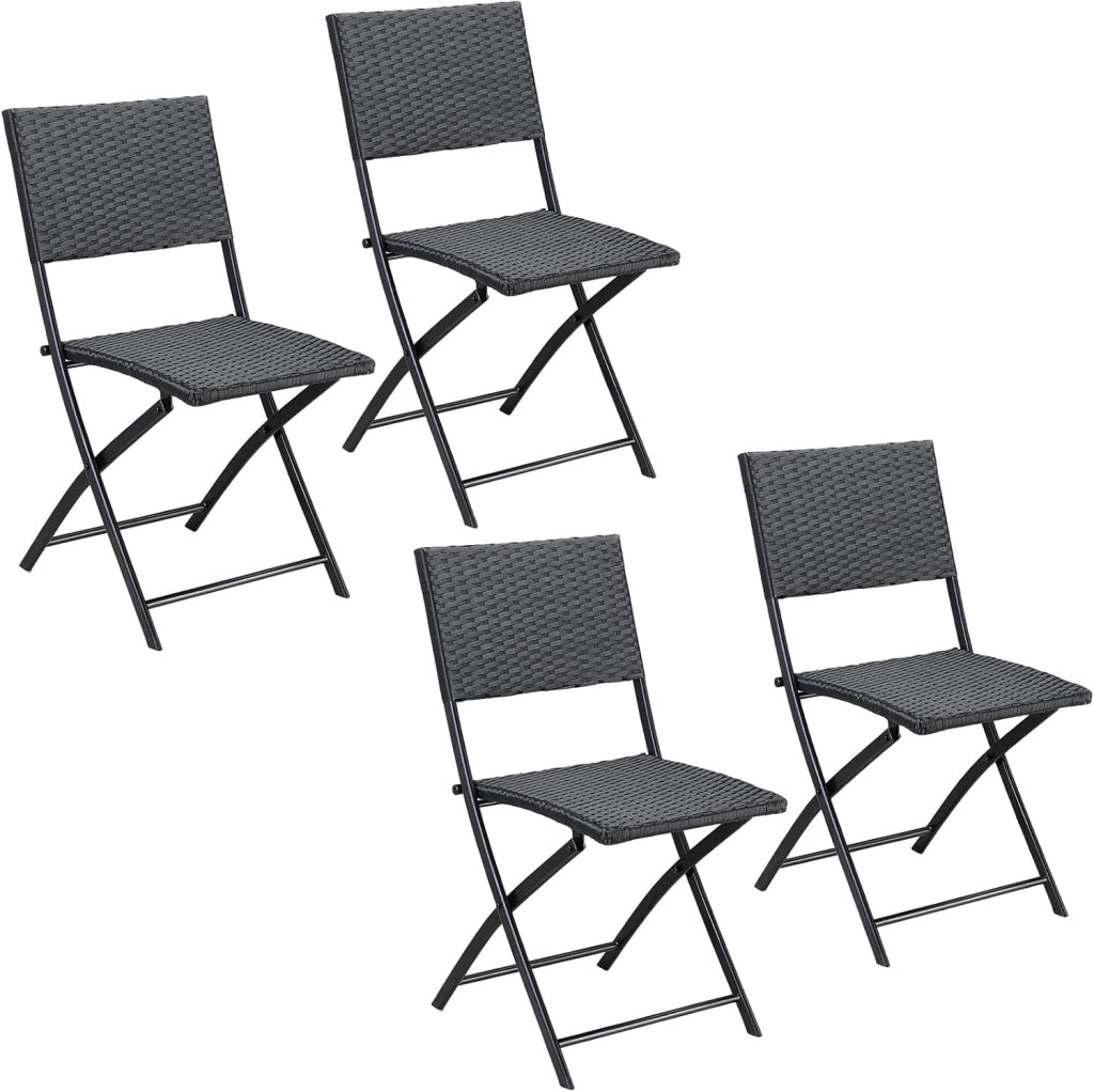 Set 4 Sedie Pieghevoli Carico Max. 120 kg Salvaspazio Leggere & Portatili Resistenti da Esterno Interno Balcone Campeggio