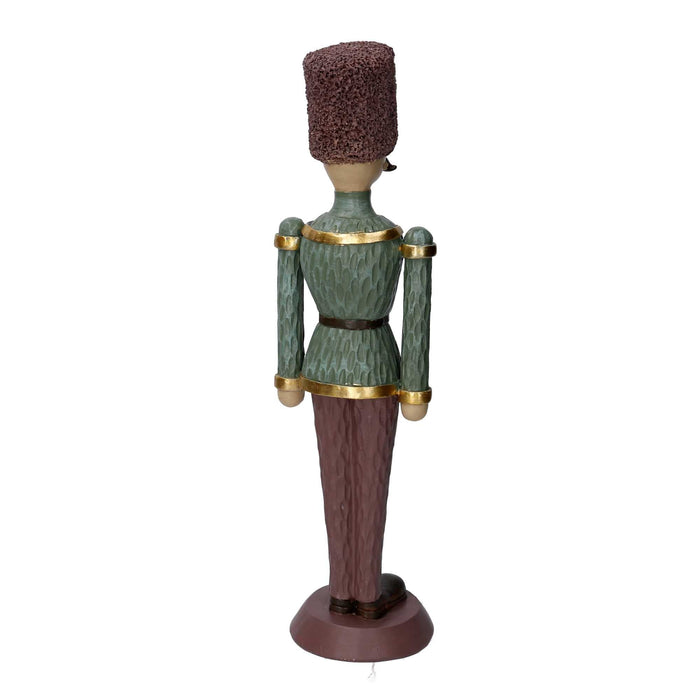 Soldatino Schiaccianoci in resina verde e vinaccia cm 11x10xh41