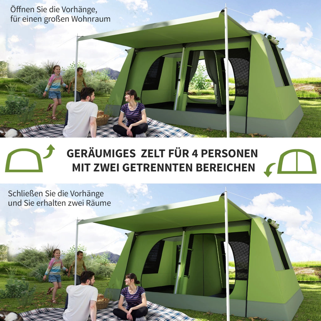 Tenda da campeggio per 4 persone ¨C zephmum ¨C tunnel, impermeabile, con finestra