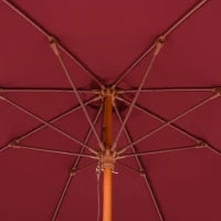 Ombrellone da Giardino 2.5x2.5 m con Tettuccio Antivento in Poliestere Rosso e Palo in Legno