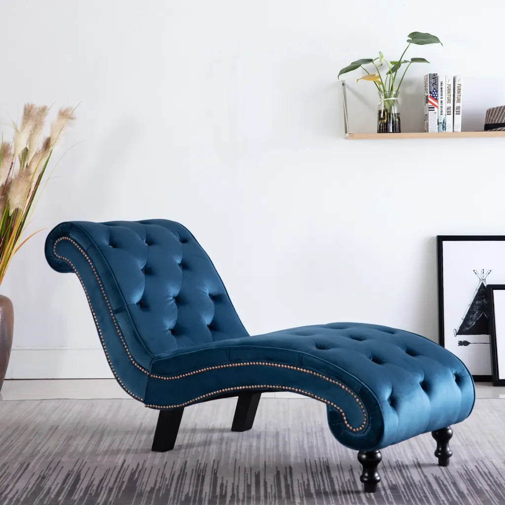 Sedia a Sdraio Blu in Velluto CFW4830053