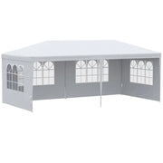 Gazebo da Giardino 580x290x250 cm con Pareti Rimovibili e Finestre Trasparenti Bianco