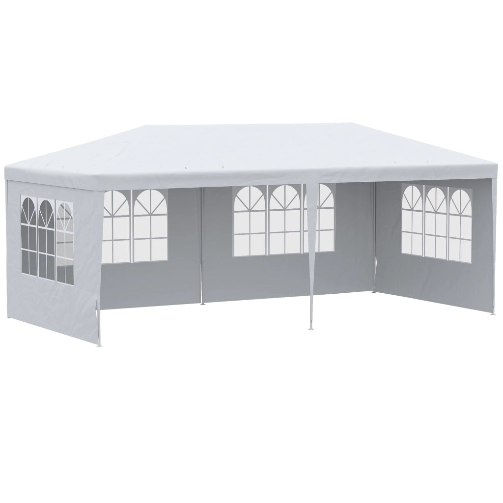 Gazebo da Giardino 580x290x250 cm con Pareti Rimovibili e Finestre Trasparenti Bianco