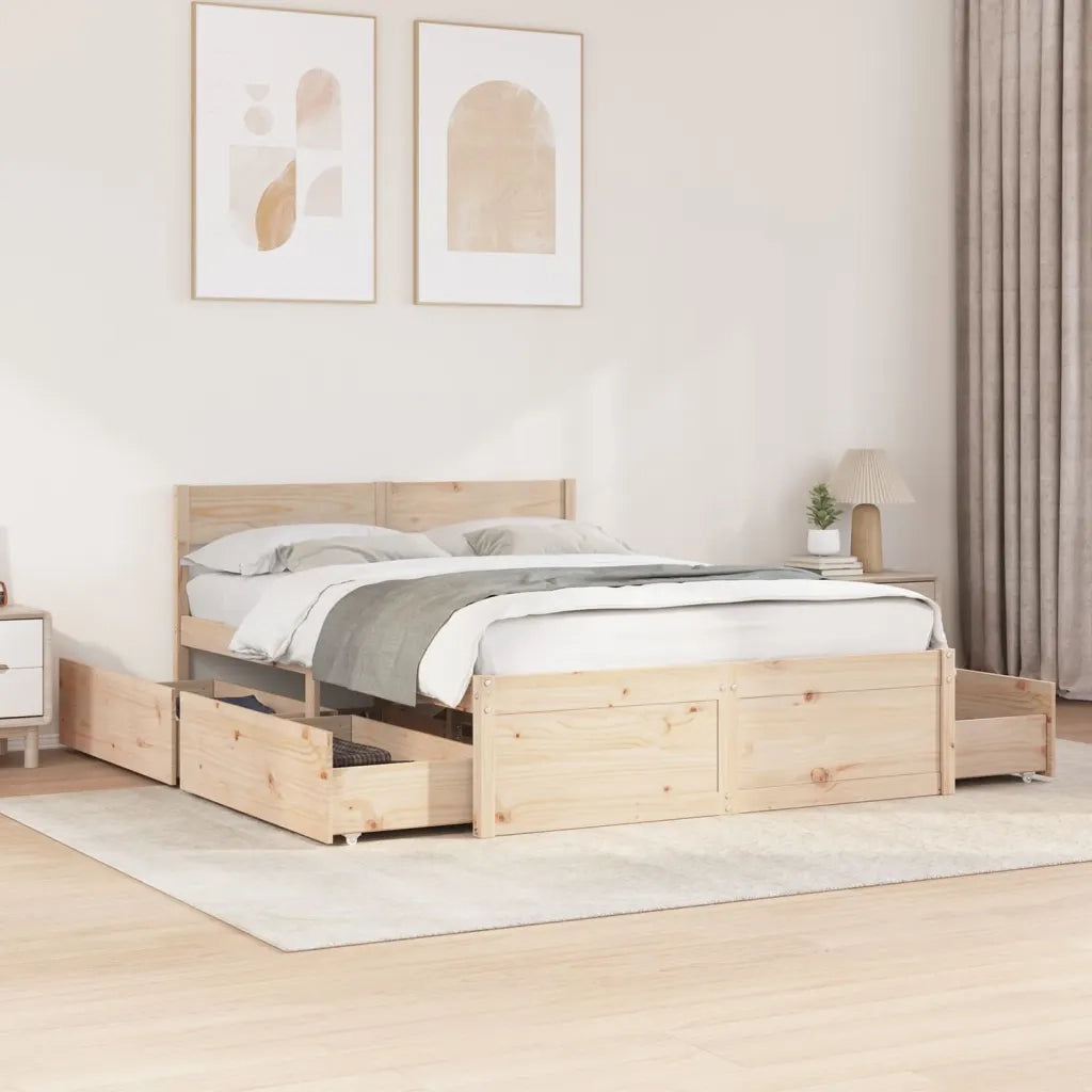 Letto senza Materasso 120x190 cm in Legno Massello di Pino 3282360