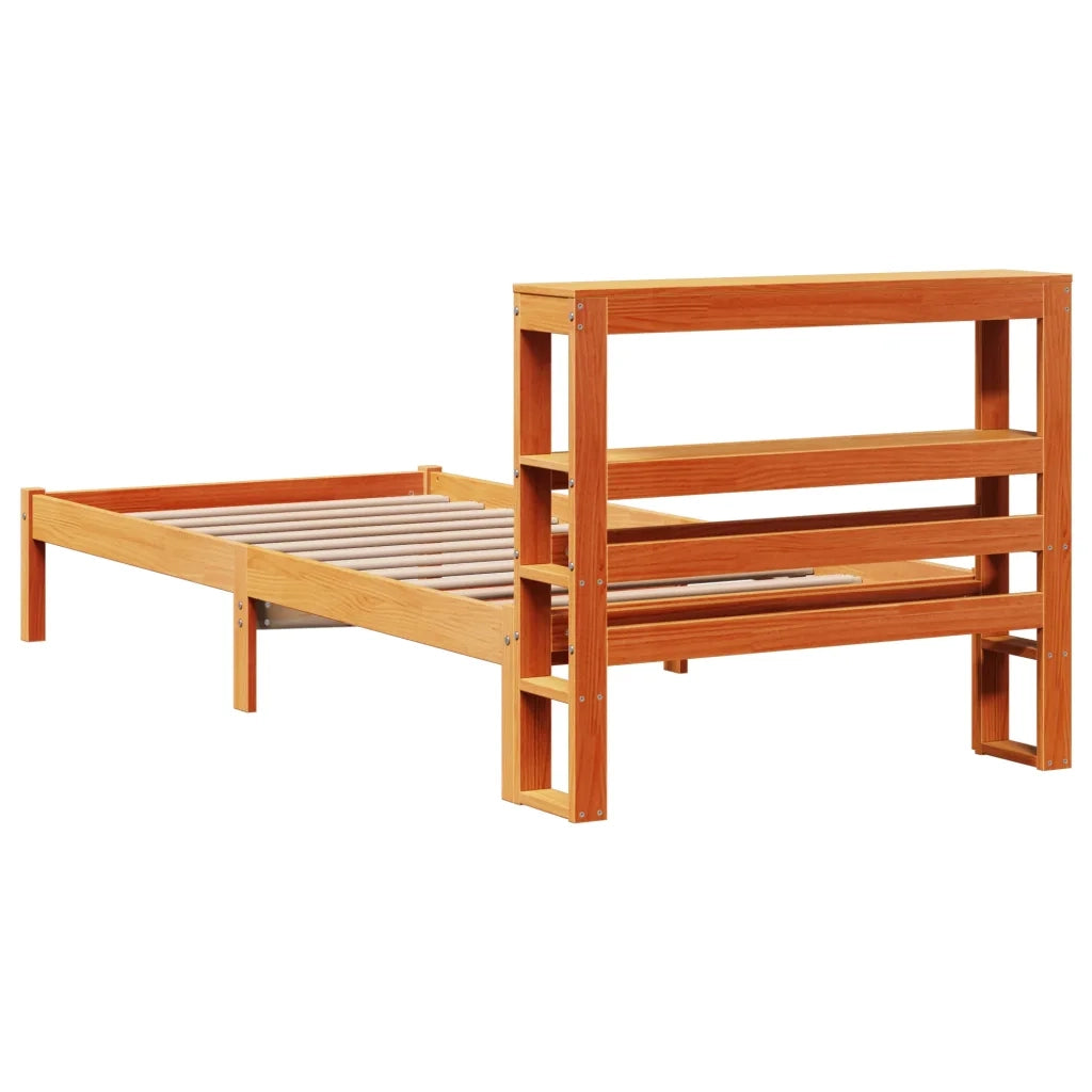 Giroletto con Testiera Marrone Cera 90x190 cm Massello Pino 3305733