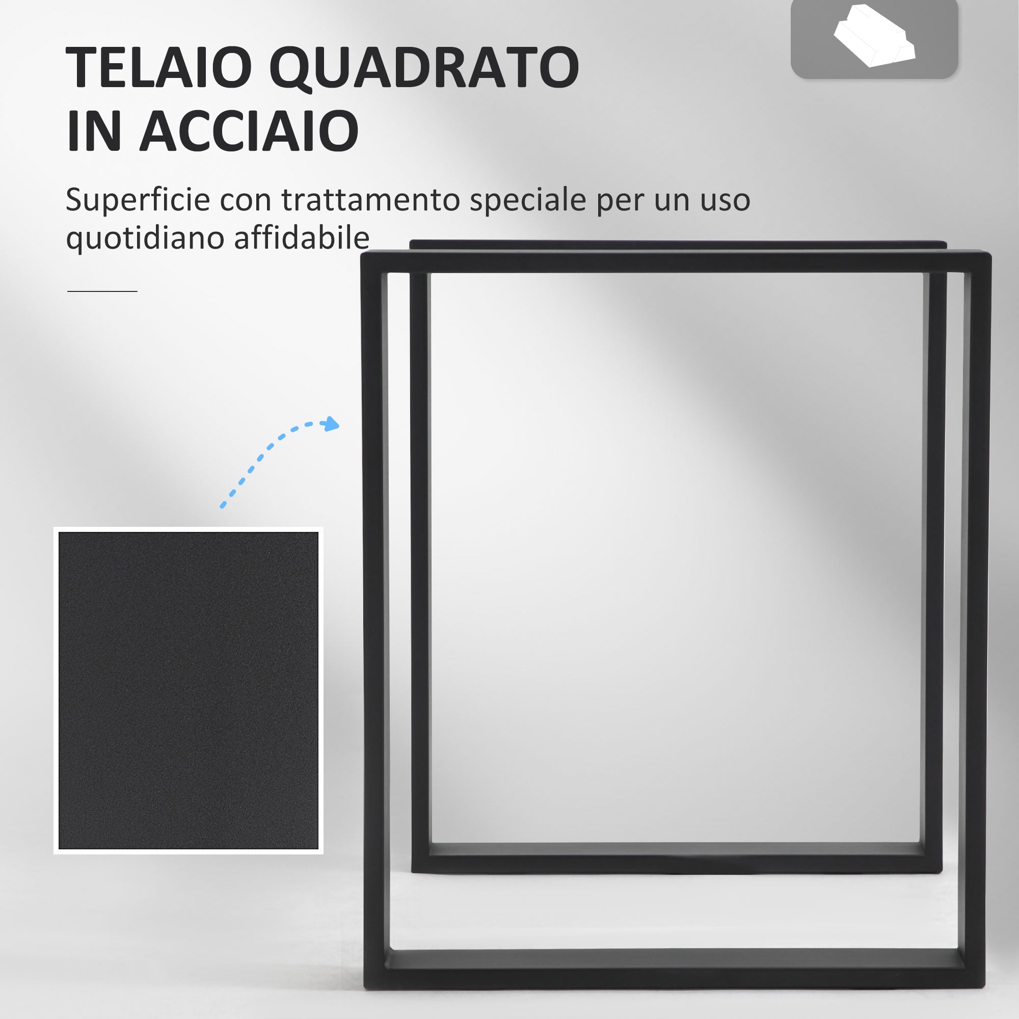 Set 2 Gambe per Tavolo Rettangolari Stile Industriale 60x8x72 cm Capacità 60 kg in Acciaio Nero