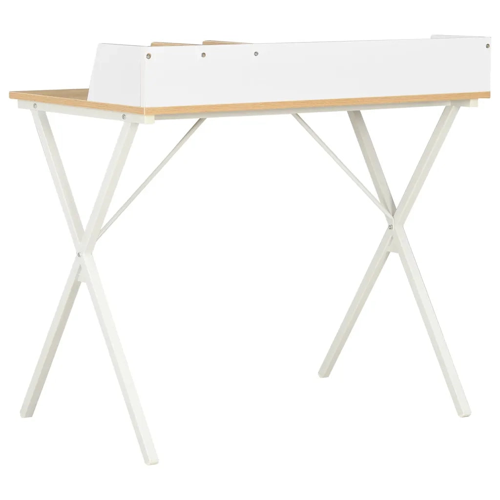 Scrivania Bianca e Naturale 80x50x84 cm 20273