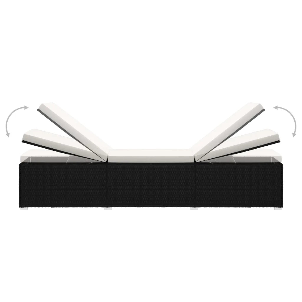 Lettino Prendisole Cuscino e Tavolino Polyrattan Bianco Crema cod mxl 20824