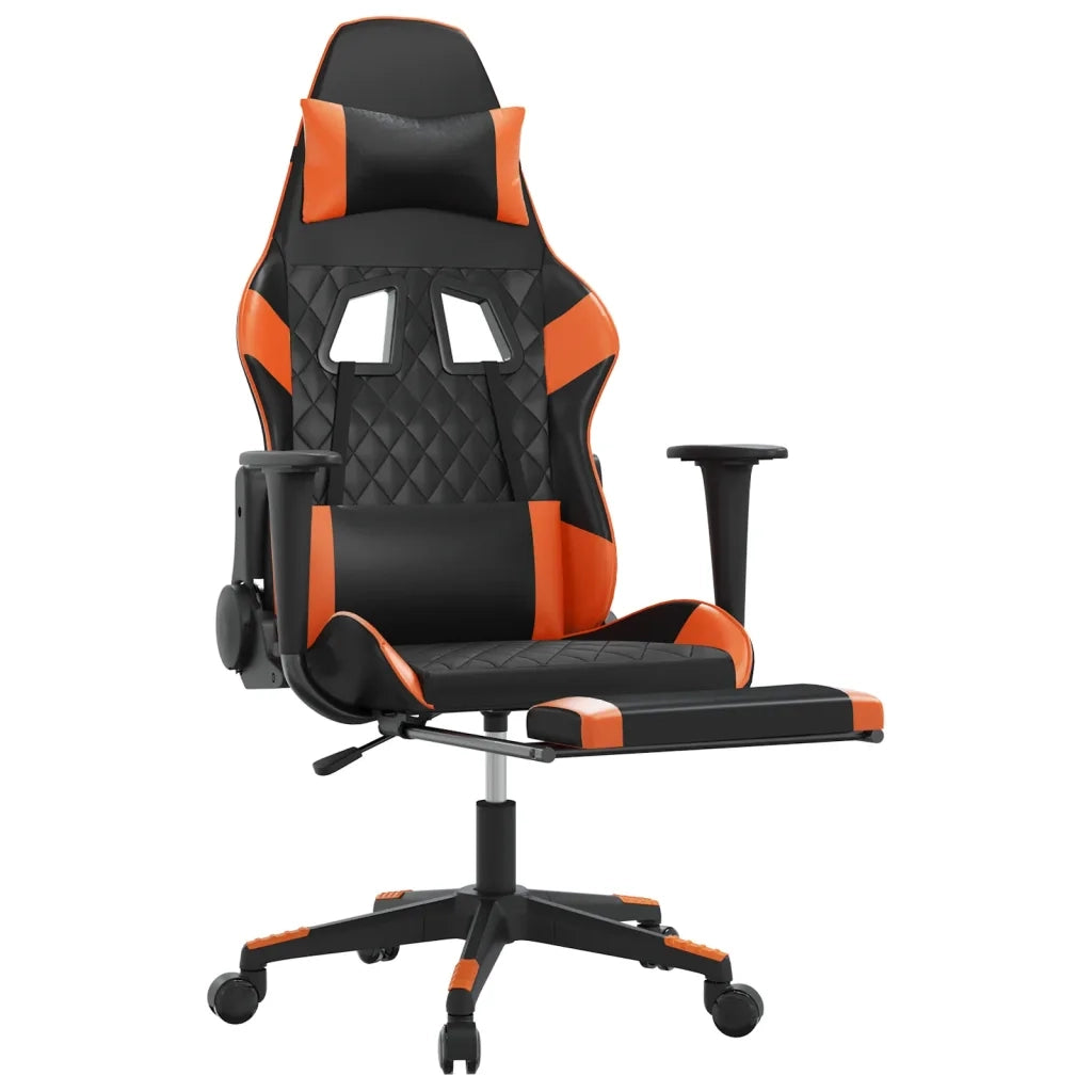 vidaXL Sedia da Gaming con Poggiapiedi Nero e Arancione in Similpelle