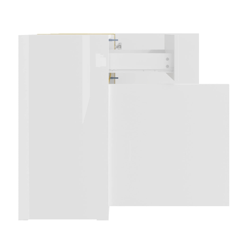 Credenza 160x40x78 cm bianco in MDF, 3 ante e 2 cassetti