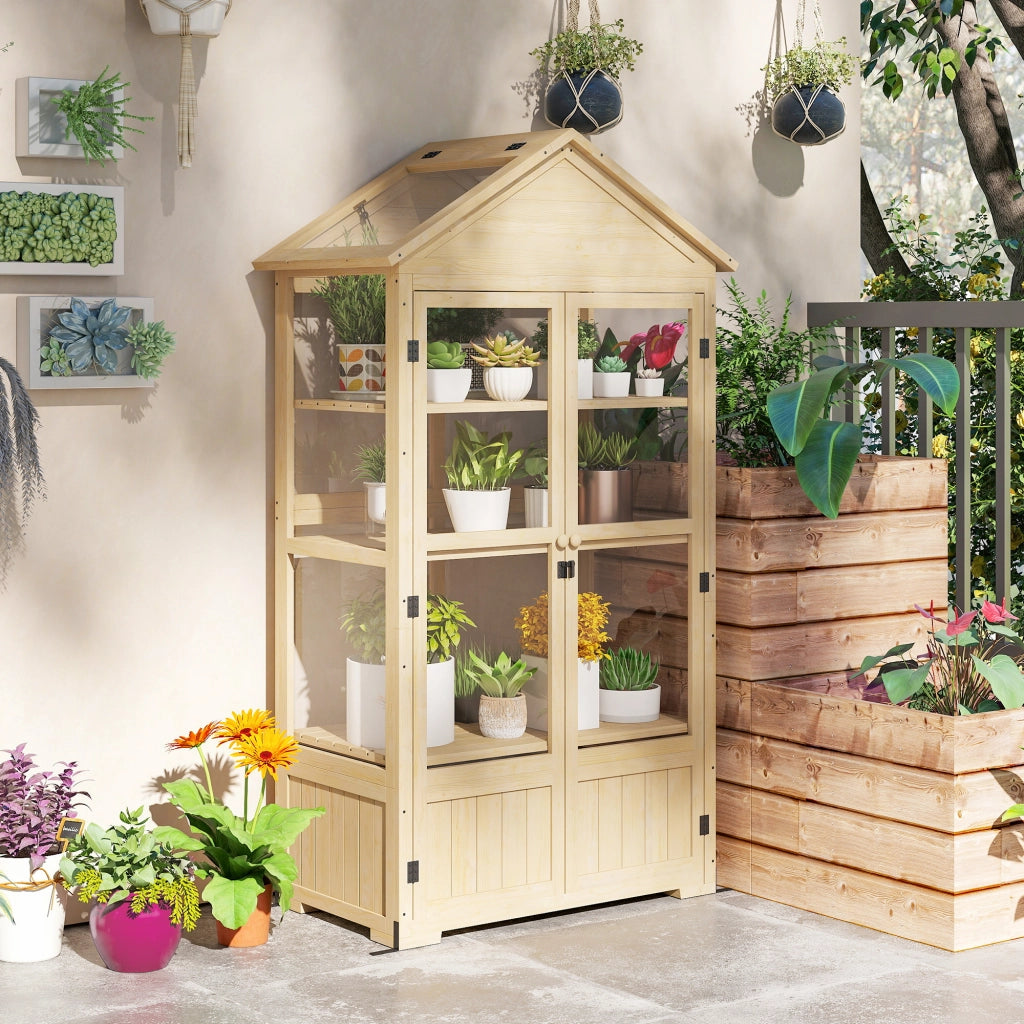 Serra per giardino con scaffale e finestre ¨C zephmum ¨C acrilico, telaio in legno, 100x56x178 cm