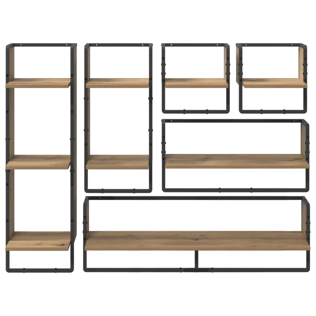 Set mensole da parete 6 pcs Rovere artigianale 100 x 25 x 30 cm 882848