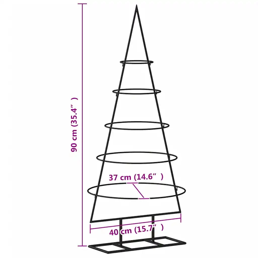 vidaXL Albero di Natale Decorativo in Metallo Nero 90 cm