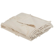 Coperta in cotone beige 130 x 160 cm motivo floreale in rilievo lavorato a maglia copriletto stile boho soggiorno camera da letto pezzo