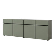 Buffet XL colore verde salvia 225cm collezione HAVANA. Credenza design con 4 porte e 4 cassetti.
