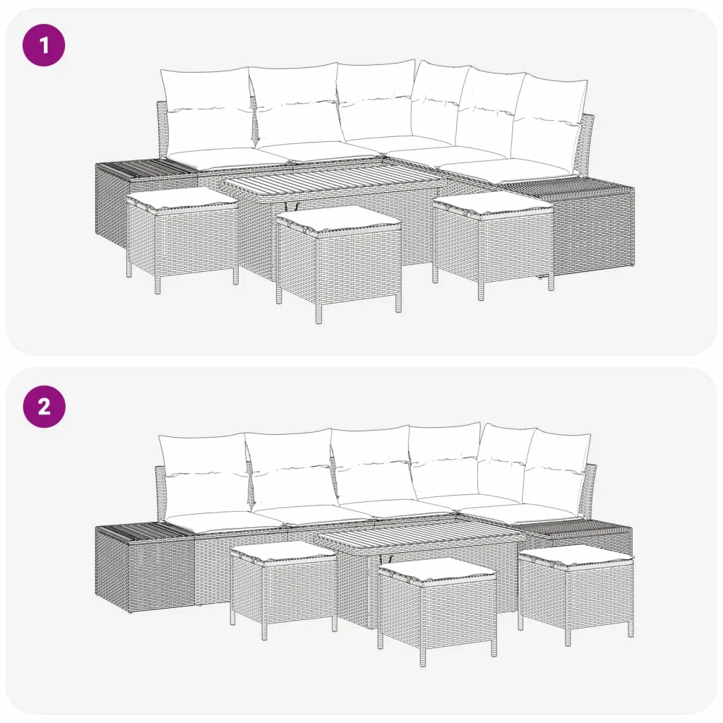 Set Divano da Giardino con cuscino 9 pcs Nero 3363309