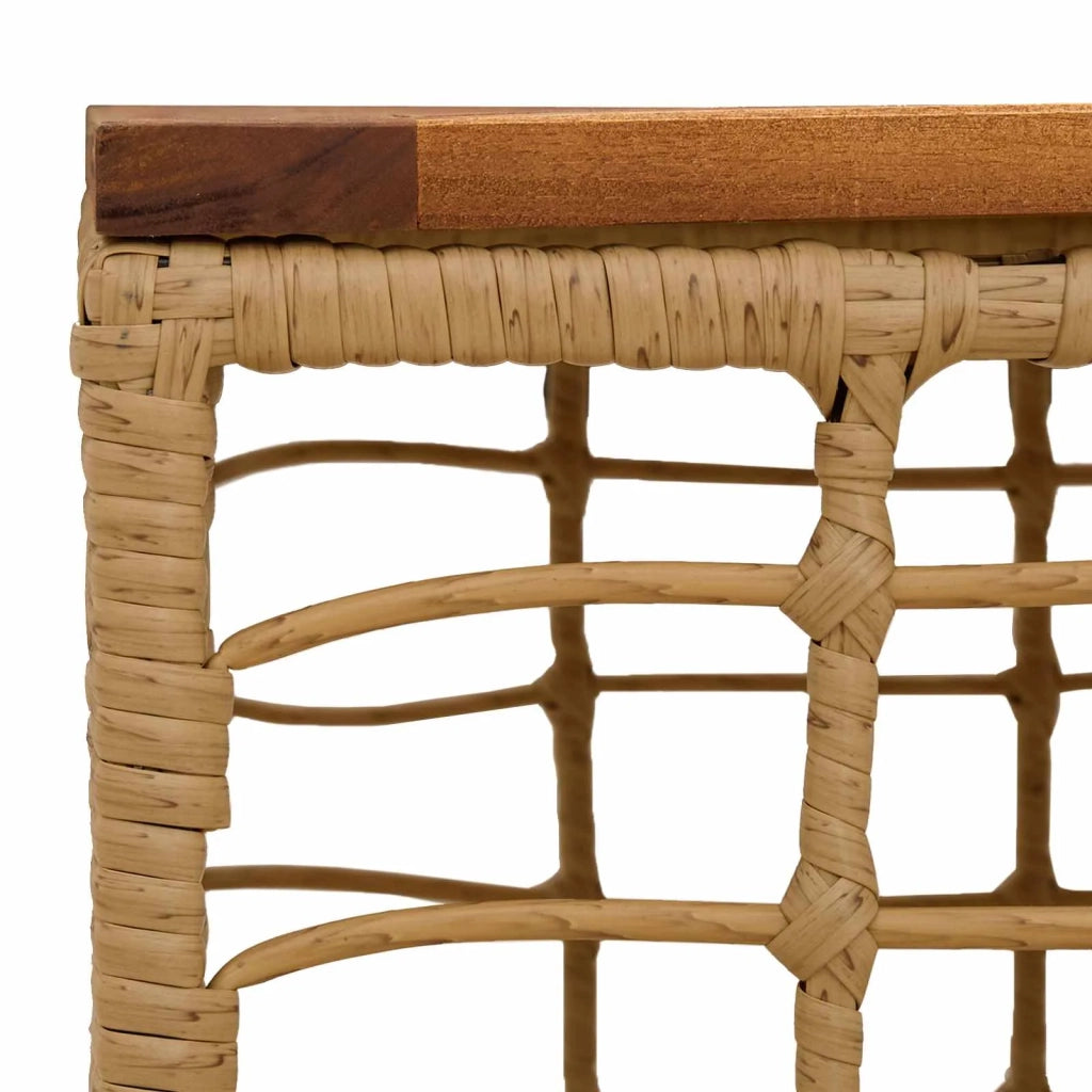 Tavolo da Giardino Naturale 55 x 55 x 37 cm Rattan PE e Vetro