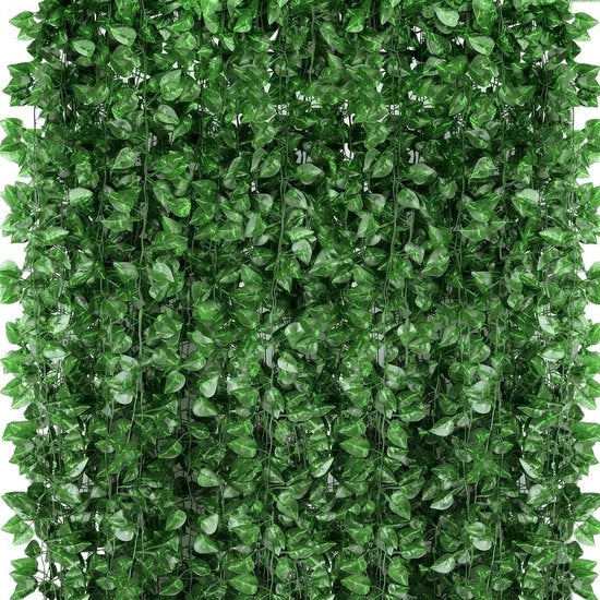 Decorazione di Garland di Finta Clematide, 48 Pezzi di Finta Clematide Garland, Foglie di Vite Finte, Decorazione di Muro per Camera da Letto e Giardino, Decorazione per Matrimonio, Natale, Halloween