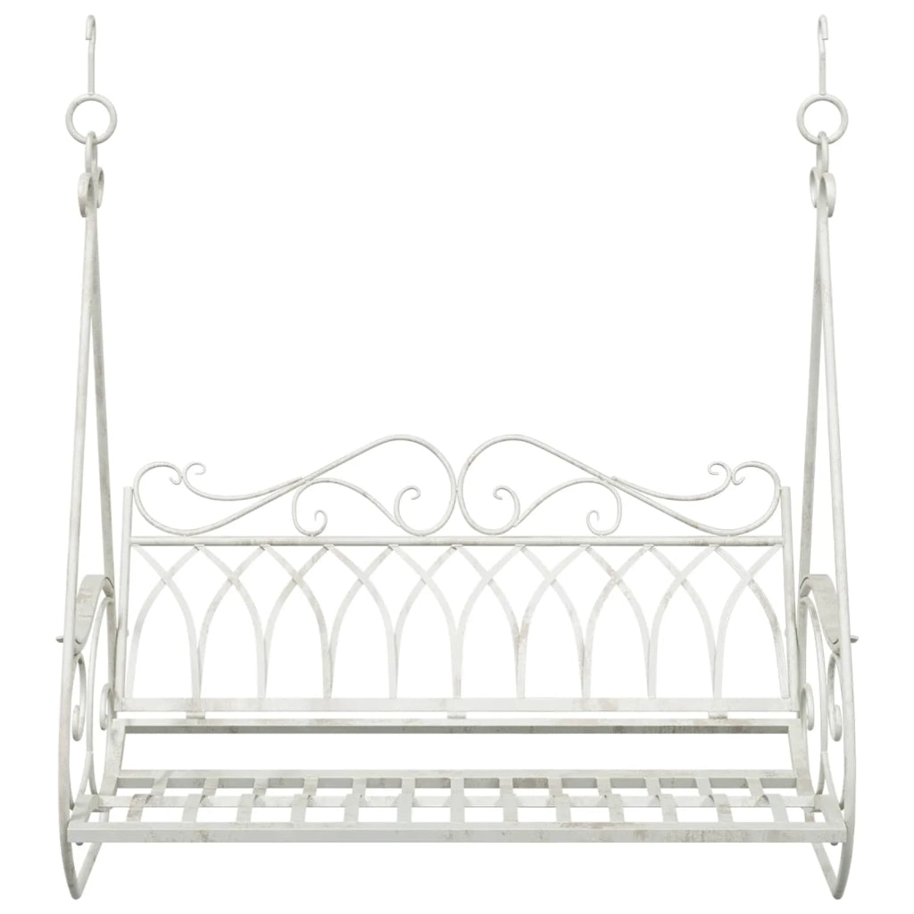 Panchina a Dondolo Acciaio 112 x 60 x 126,5 cm Bianco Antico