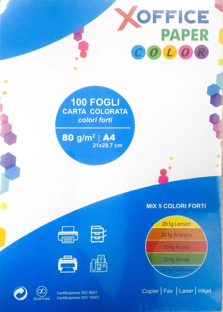CARTA A4 80 GR 100 FOGLI CARTA COLORATA FORTI