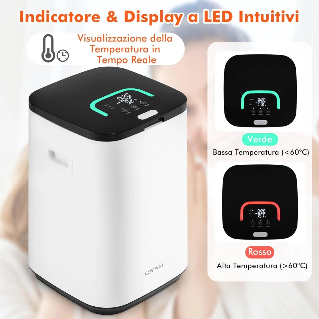 COSTWAY Scaldasalviette a Secchio, Scalda Asciugamani Grande capacità 23L con Display di Temperatura, 3 Livelli di Timer, Timer Ritardato 24H, Adatto a 3 Asciugamani da Bagno