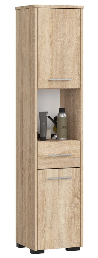 Colonna da bagno AKORD FIN Sonoma Quercia 30 cm 2 ante 1 cassetto 30x30x140 cm
