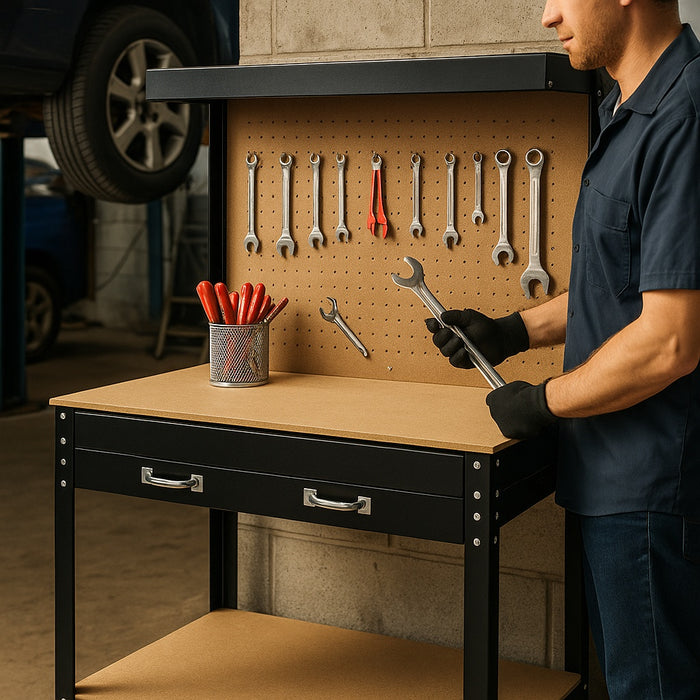 Banco da lavoro 1150x550x1400mm Tavolo da officina con parete forata