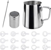 Schiuma di latte 350 ml (12 oz) ciotola di latte in acciaio inossidabile per barista ciotola di latte e decorazione per latte macchina da caffè cappuccino per schiumare il latte macchina da caffè, argento