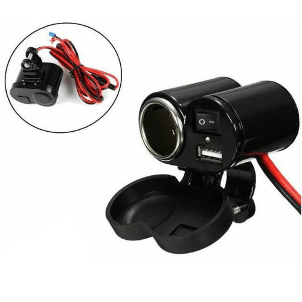 Trade Shop - Spina Accendino Caricabatteria Per Moto Cellulare Porte Usb Accendisigari Q-a47 -