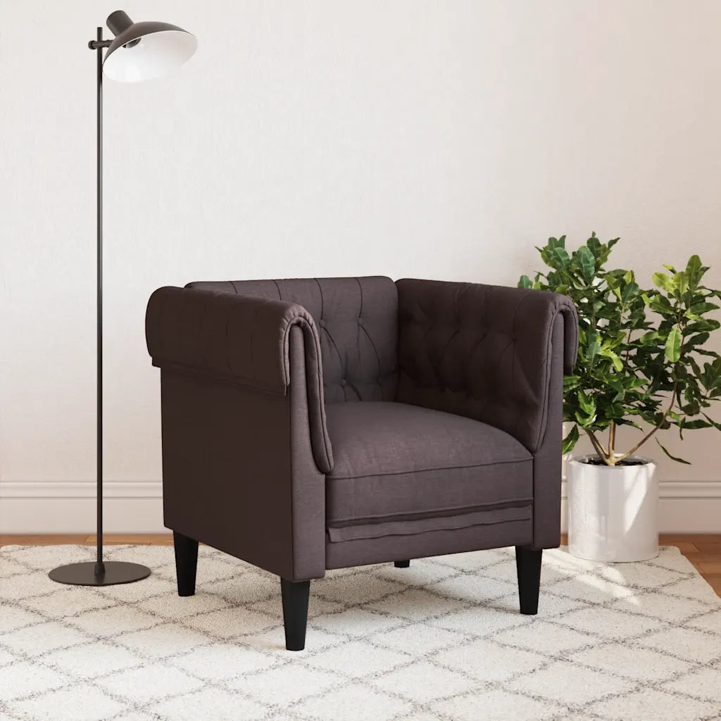 Divano Sedia-Poltrona Chesterfield Marrone Scuro in Tessuto