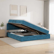 Letto con Contenitore Blu Scuro 140 x 200 cm Velluto 3458815
