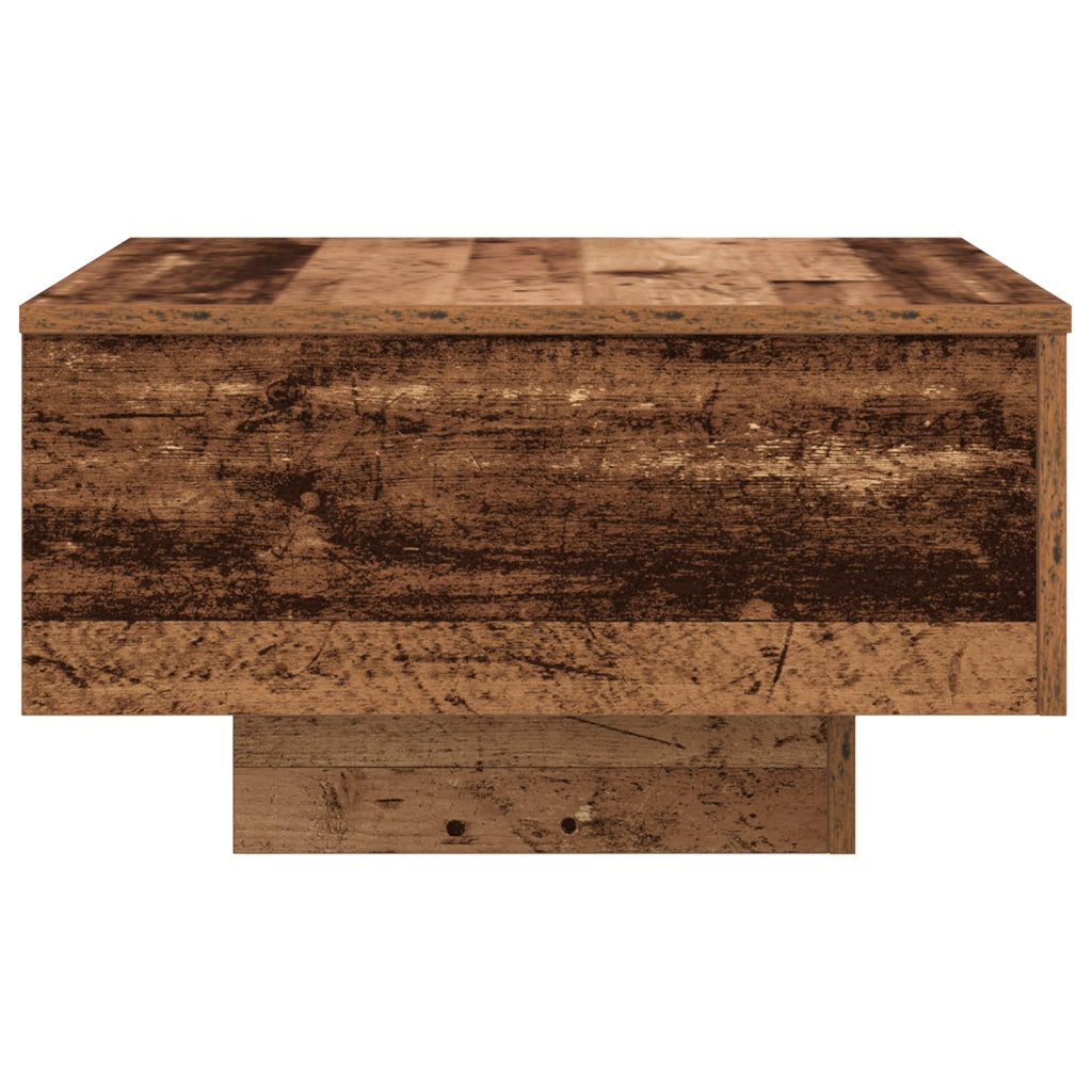 Tavolino da salotto  con luci LED in legno vecchio 55x55x31 cm