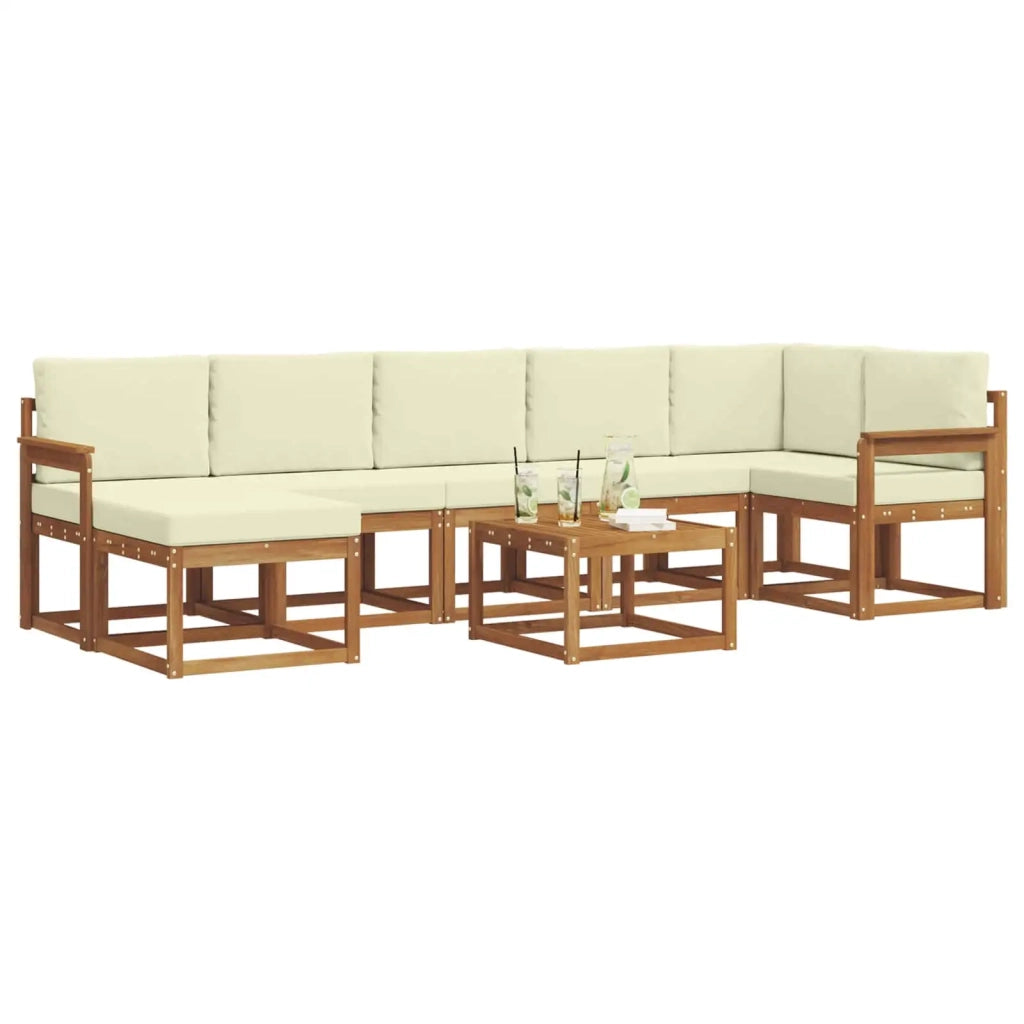 Set di divani da esterno con cuscino 8 pcs Naturale e Crema
