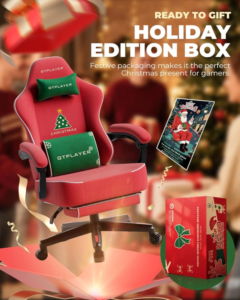 Sedia da gioco con motivo natalizio, sedia da gioco con poggiapiedi, seduta extra larga, con cuscino a molla e bracciolo sincronizzato per persone grandi e forti. 【Velluto】