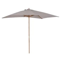 Ombrellone da Giardino 2x3 m Impermeabile, in Legno con Copertura Rimovibile in Poliestere, Grigio