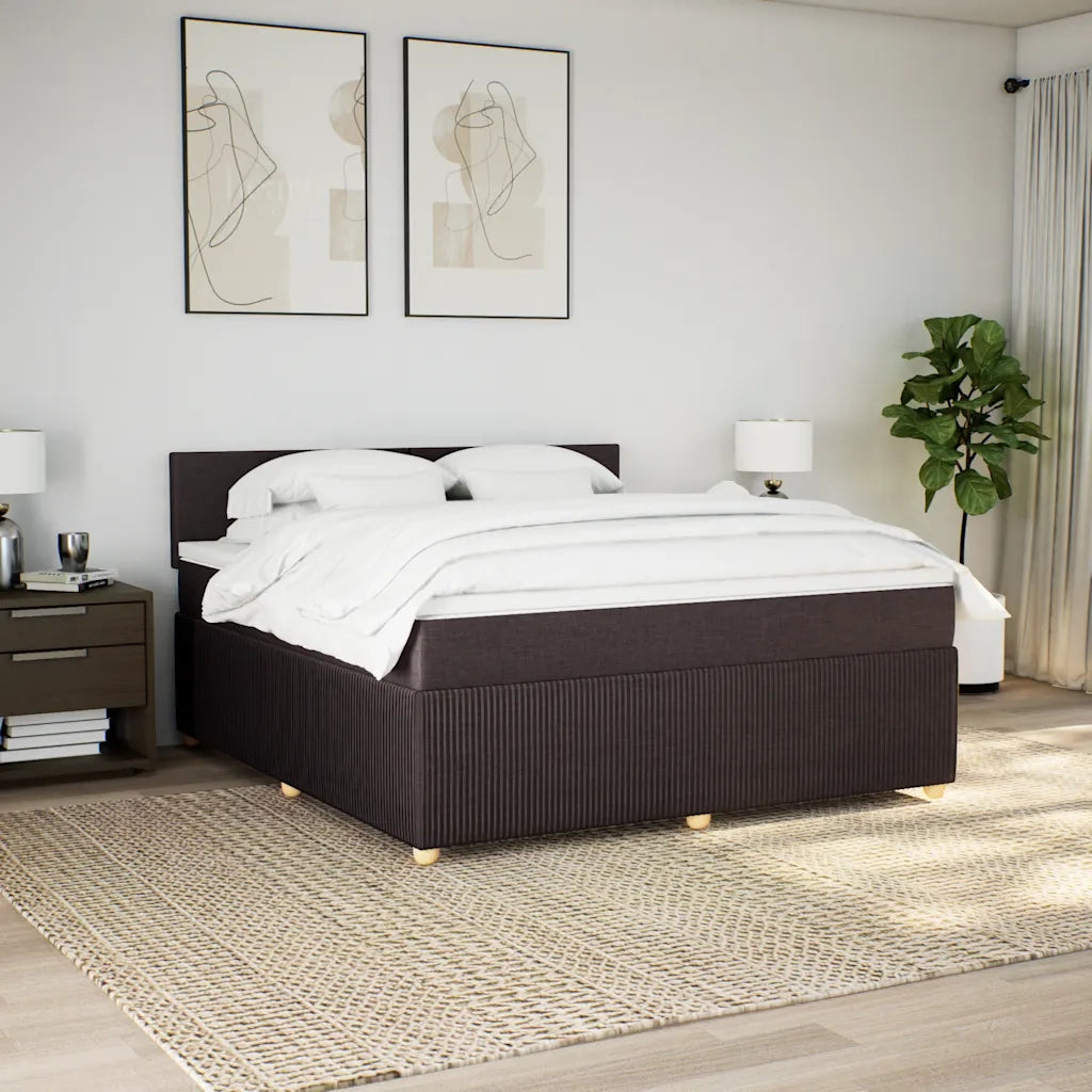 Giroletto a Molle con Materasso Marrone Scuro 180x200cm Tessuto 3289831