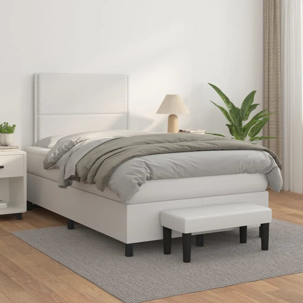 Giroletto a Molle con Materasso Bianco 120x200 cm in Similpelle