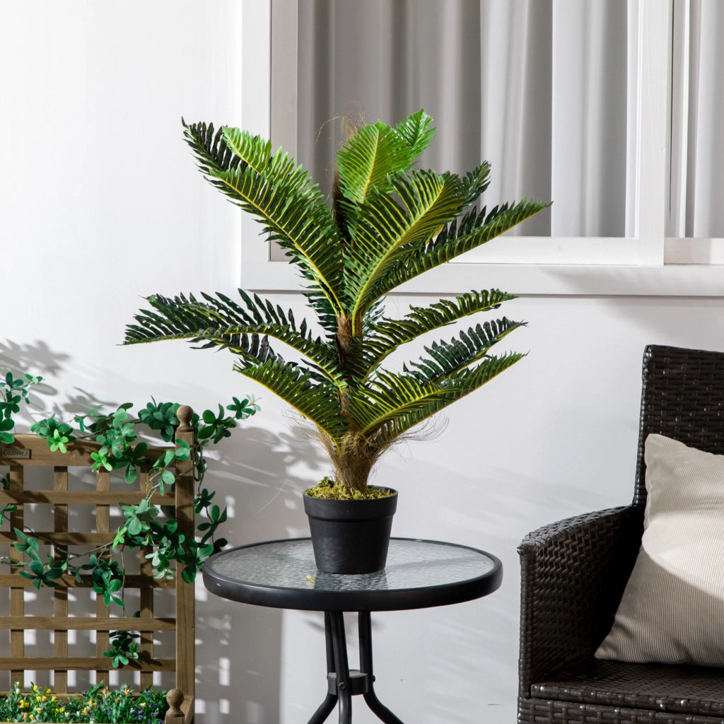 Pianta Artificiale di Palma con 18 Foglie e Vaso Incluso per Interni, Altezza 85 cm, Verde