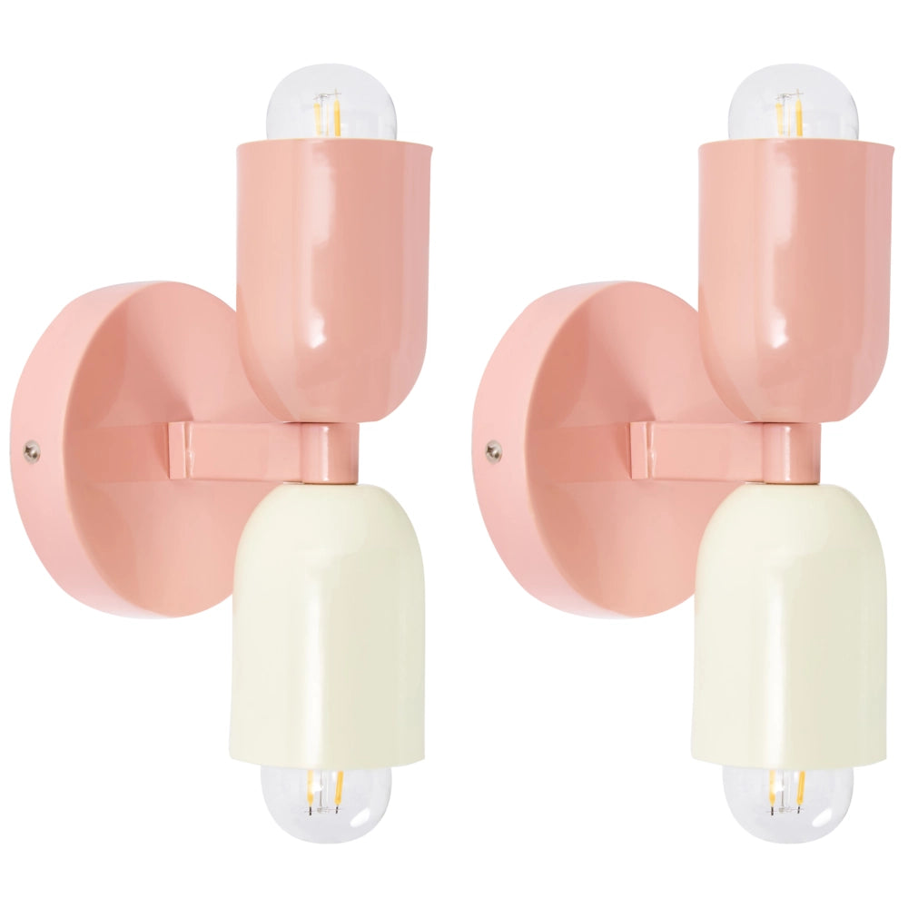 Set di 2 lampade da parete a due luci Up-Down Scones rosa