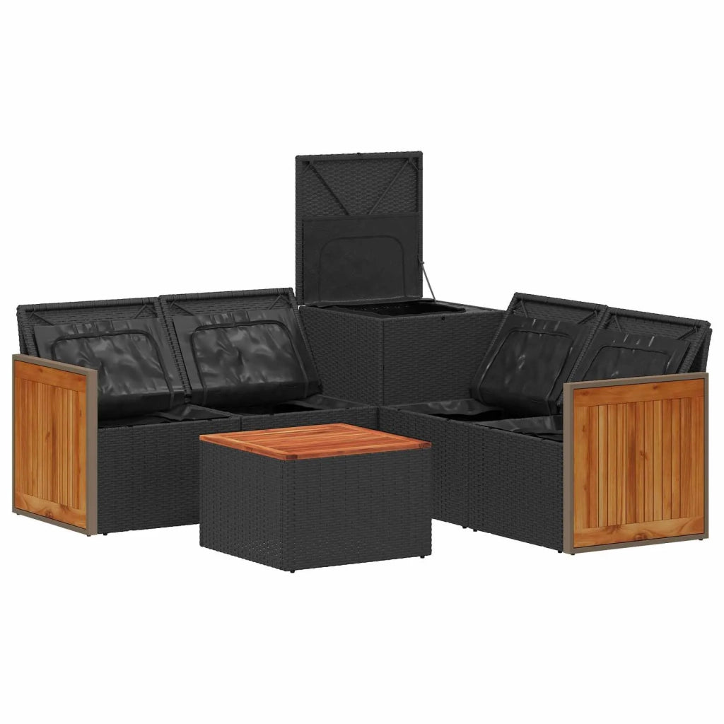 Set di divani 6 pz Nero e Bianco Crema 3447710