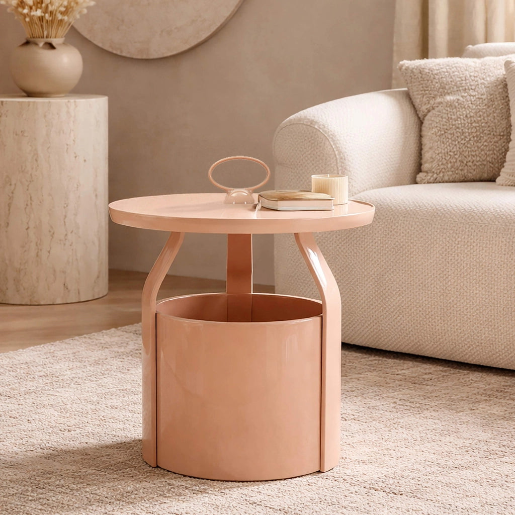 Inle, Tavolino da Salotto Forma Rotondo, 46x54x46h cm Rosa