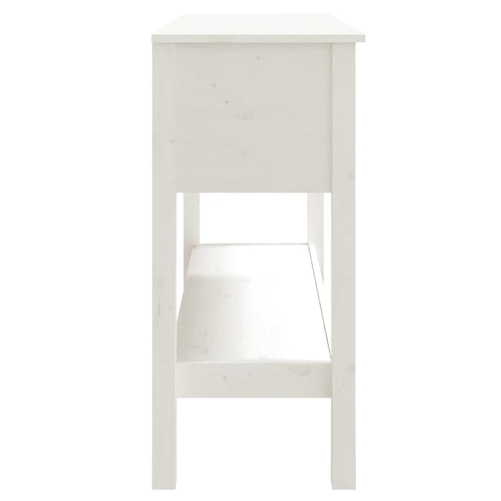 Tavolo Consolle Bianco 100x35x75 cm in Legno Massello di Pino cod mxl 12069
