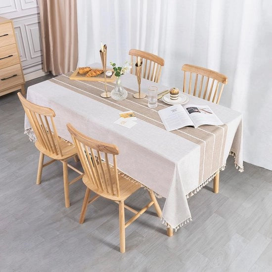 Tavolo in panno di lino e cotone Panno da tavolo rettangolare Panno da tavolo waschabile 140 x 240 cm per uso domestico Cucina Tavolo da pranzo Coperture Decorazione Festa