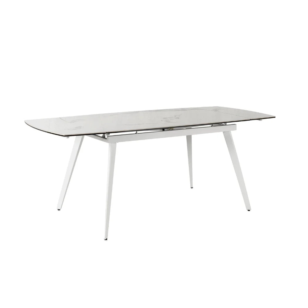 Tavolo da pranzo allungabile in ceramica effetto marmo bianco George 140-200x90 cm fino a 10 posti | Duzzle